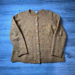 Appleseed's Cardigan Women Large Mustard Yellow Textured Knit‎ Button Front T17